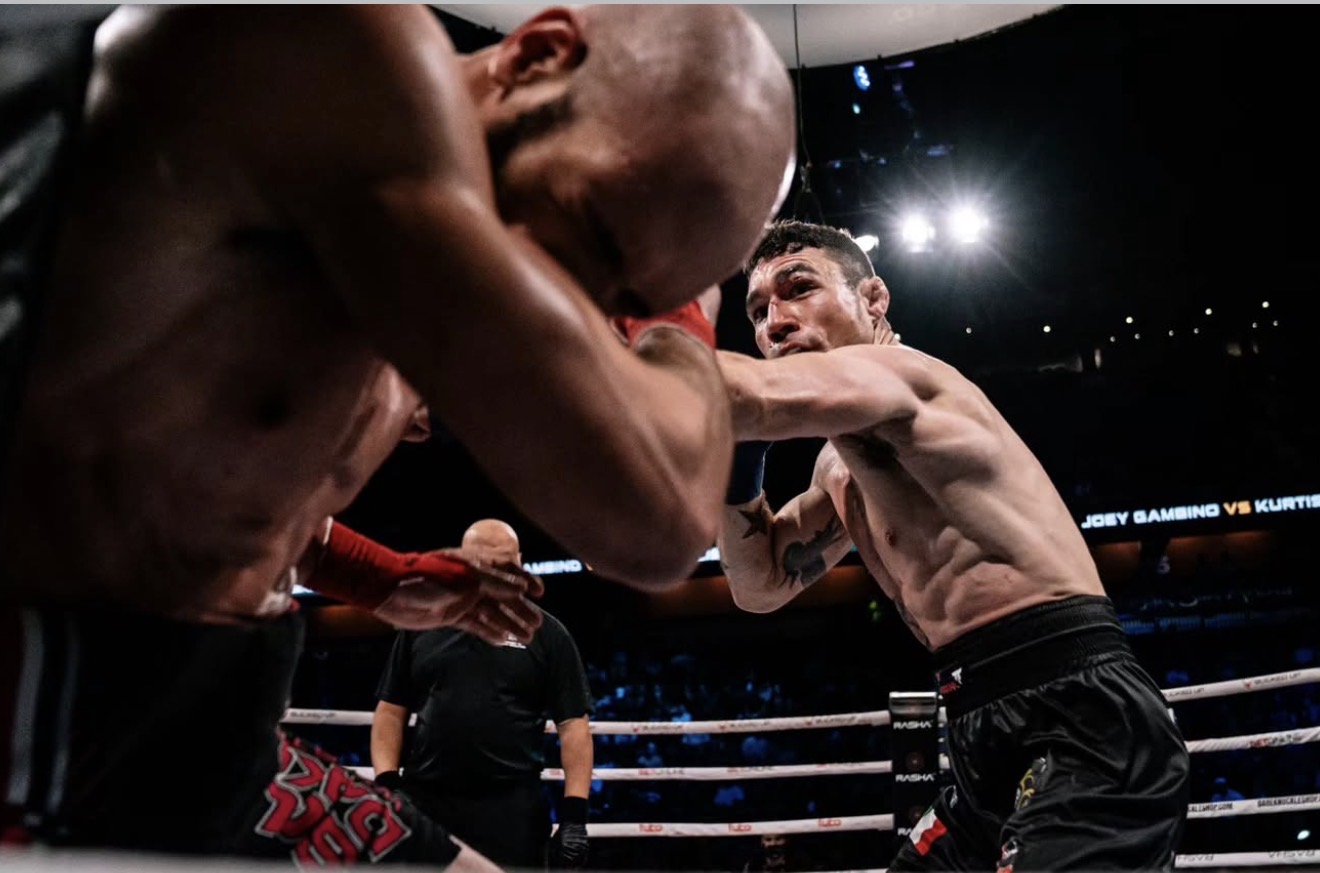 Joey Gambino throwing a straight right hand in the BKFC ring