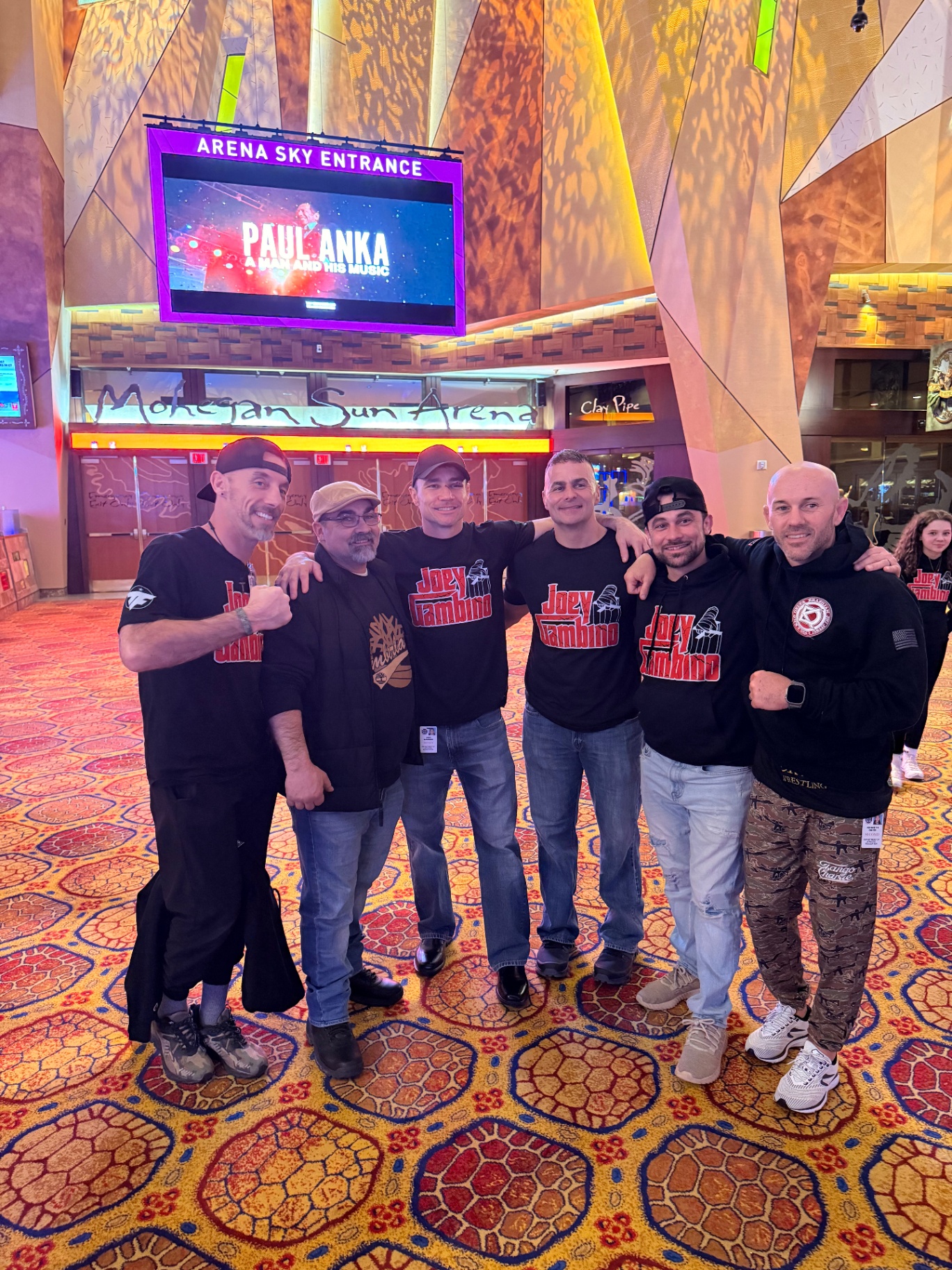 Joey Gambino and his full team at the Mohegan Sun Arena sky entrance